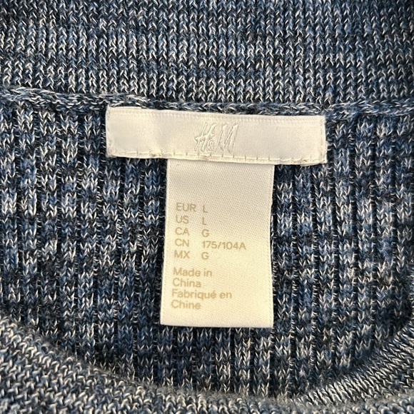 H&M Blue Marled Ribbed Crewneck Sleeveless Casual Crop Top Size Large - Picture 4 of 5